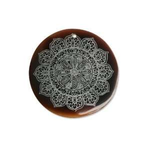  Tab Shell Round Pendant 46x46mm   Etched Pattern