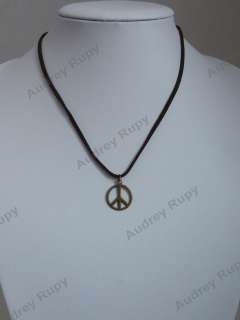 Antique Copper Peace Suede Cord Necklace (2 Sizes)  