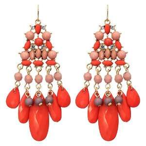   Ethnic Inspired Chandelier Crystal Bead Earrings Red Jewelry