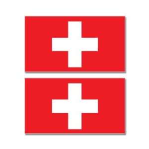 Switzerland Swiss Country Flag   Sheet of 2   Window Bumper Stickers