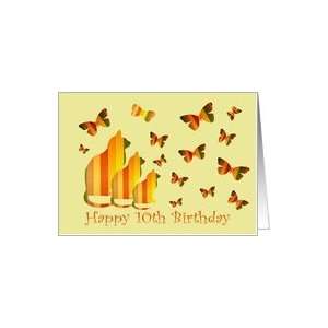    10th Birthday, striped cats & butterflies Card Toys & Games