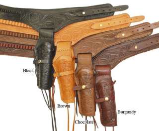   Gun Belt 48 NATURAL Holster WESTERN COWBOY Tooled Leather  
