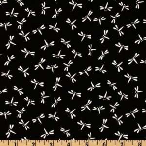  44 Wide Black And White Dragonfly Black Fabric By The 