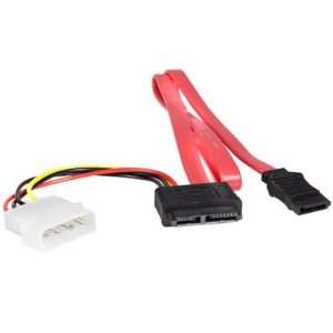   20in Slimline SATA to SATA w/ LP4 Power Cable Adapter Color Red