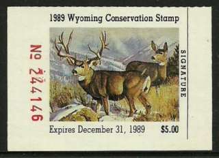 Wyoming 1989 $5 Duck (Conservation) Stamp MNH Catalog $175.00  