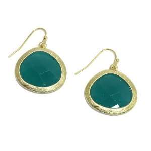   Dangle Earrings; 1L; Gold Metal; Teal Green Gemstones; Jewelry