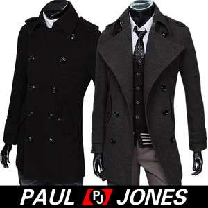 Vintage Men’s Double Pea Jackets Warmer Peacoat Outerwear/Overcoat 