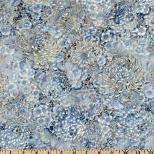  44 Wide Imperial Fusions Kyoto Chrysanthemum Blue Fabric 