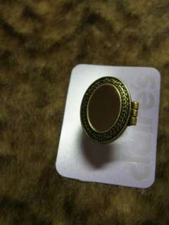   tone mirrored locket ring adjustable poison ring vintage style  