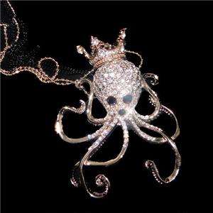 15 Octopus Crown Pendant Necklace Swarovski Crystal  