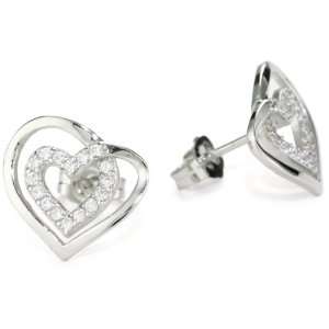   Hearts Swarovski Pure Brilliance Zirconium Framed Heart Stud Earrings
