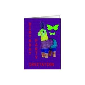   Party Invitation / Blue   Red   Donkey  Piñata Card Toys & Games