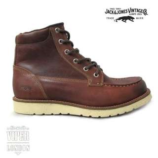 Jack & Jones Vintage Leather Logger Work Boots 7   12  