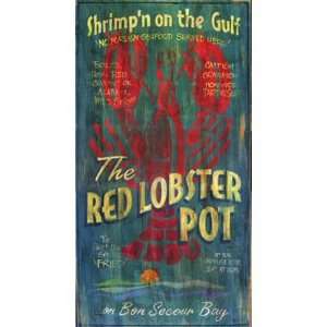 Customizable The Red Lobster Pot Vintage Style Wooden Sign  