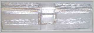 Buckle Clutch Purse w/ Swarovski Crystal Accents Silver  