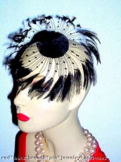 ladies designer black fashion church ascot millinery headwear hair 