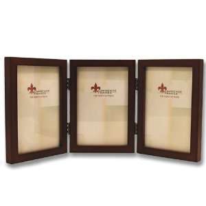  4x6 Walnut Wood Hinged Triple Frame TriFold Picture Frame 