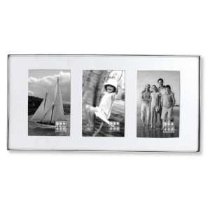   Silver Metallic Trimmed Triple Picture Frame 4x6