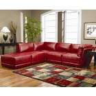   Red bonded leather upholstered modular sectional sofa with tufted seat