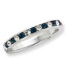ring size 8 sterling silver dark blue clear cz band ring