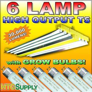 T5 HO Fluorescent 4ft   6 Lamp Grow Light x hydrofarm  