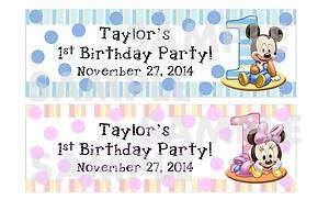 MICKEY MINNIE MOUSE 1st Birthday Party water bottle label wrapper 