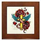  Inc 38.5x24.5O Wall Vinyl Sticker Roses Cross Hearts And Angel Wings