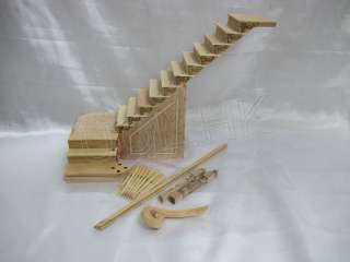 Scale Doll House Right Turn Staircase Unfinished  