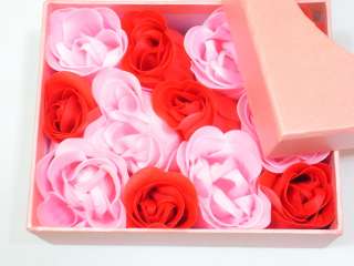 12 Flowers,Wedding Favor Rose Petal Soaps + Box,(YL/PK)  