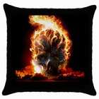 Carsons Collectibles Throw Pillow Case Black of Flaming Skull (Harley 