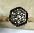   18K GOLD Rose DIAMOND Baguette SAPPHIRE FINE HEXAGON Ring 1890