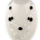   Creations Sterling Silver Black Onyx Double Large Link Chain Necklace