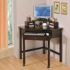 Coaster Espresso finish wood corner desk with slide out keyboard tray 