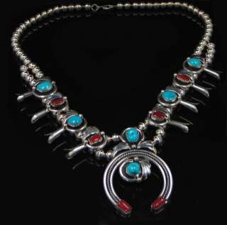 925 Sterling Silver Turquoise Squash Blossom Necklace  