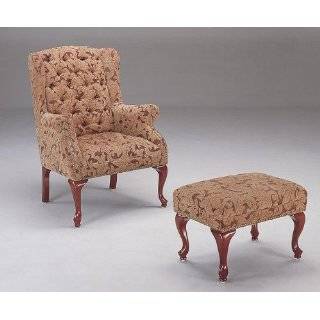 Coaster Queen Anne Style Button Tufted Wing Accent Chair with Ottoman