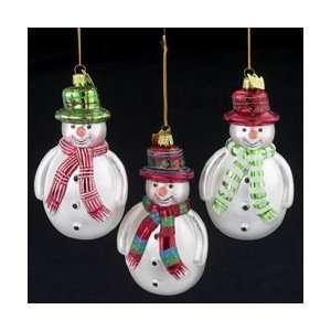  Club Pack of 12 Traditional Snowman Hand Blown Glass 