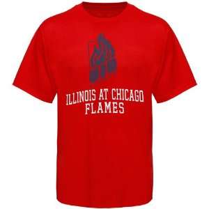  Illinois Chicago Flames Red Full Chest Logo T shirt 