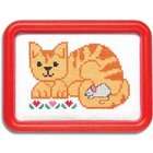   STREET Easystreet Friendly Cat with Mouse Counted Cross Stitch Kit