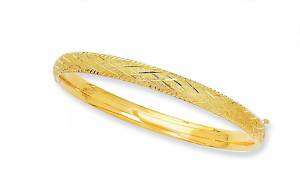 14K Real Yellow Gold Bangle Bracelet 8mm Wide Hinged New  