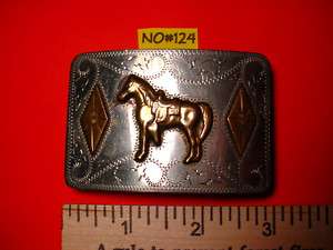 Vintage Nickel Silver RICARDO Saddle Horse Belt Buckle  