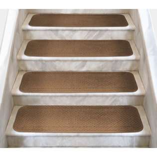 House, Home and More 12 Attachable Carpet Stair Treads   Toffee Brown 