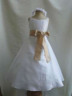 NEW WHITE CHAMPAGNE EASTER BRIDAL FLOWER GIRL DRESS  