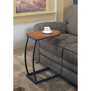 Coaster Rustic Oak Table Top w/Black Metal Sofa Tea Side Table at 