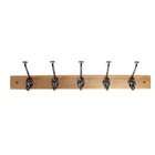 Spectrum 79270 Stratford Hat and Coat Wood Rack with 4 Chrome Hooks