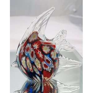 Murano Design Glass Millefiori Fish Sculpture PW 1058  