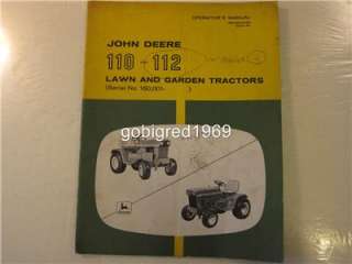 OEM John Deere 110 & 112 Lawn & Garden Tractor Operators Manual LOTS 
