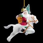 KSA Pack of 8 Noble Gems Glass Santa Claus on Horse with Tree 