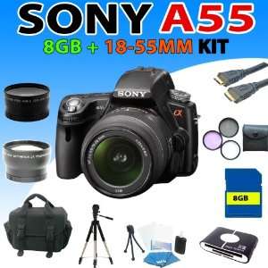  Sony a55 DSLR Camera with 18 55mm zoom lens, 3 Extra Lens 