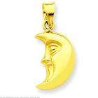   316l stainless steel gold ip crescent moon with multi cz cross pendant