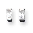 JewelryWeb Sterling Silver 3x6mm CZ Baguette Stud Earrings